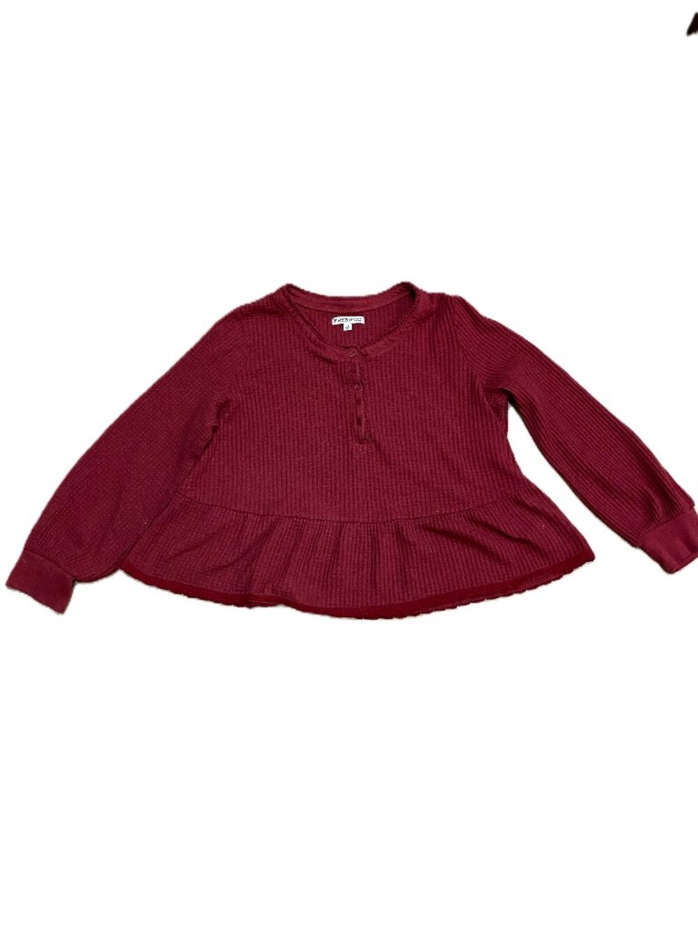 Frye and Co., Long Sleeve Pullover, Waffle Knit, 5-button placket, 1X